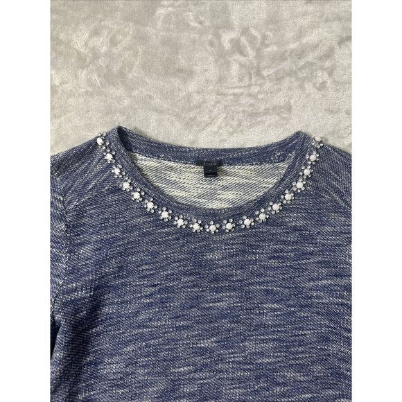 Women’s J.crew Sweater Blue Rhinestone Neckline Size Small - Picture 9 of 16